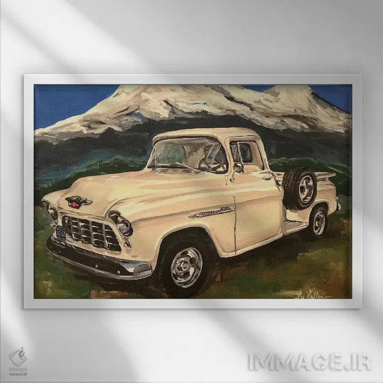 تابلو دکوراتیو کامیون شوی ۳۲۰۰ I اثر هیپی هاوند استودیوز - نمای قابدار سفید