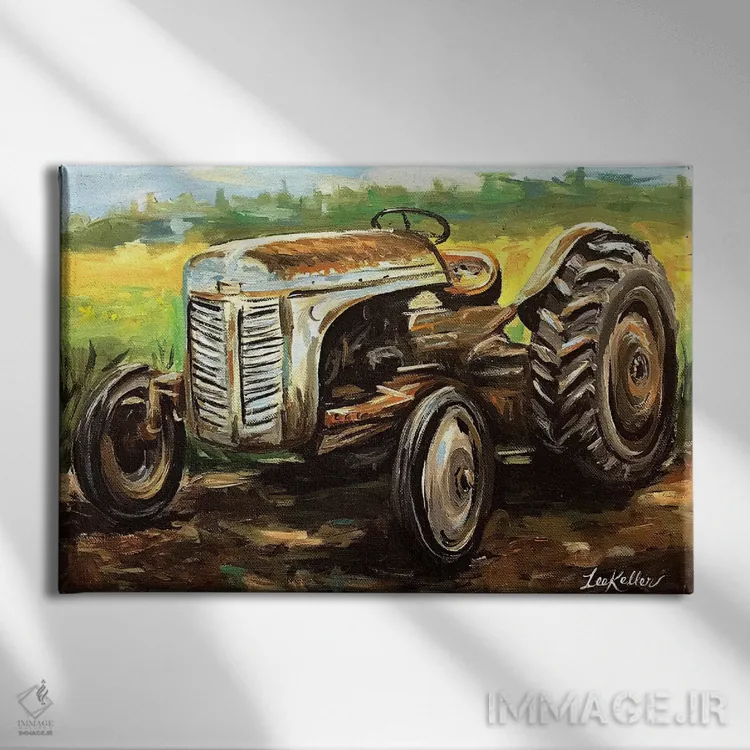 تابلو دکوراتیو تراکتور قدیمی اثر هیپی هاوند استودیوز - نمای روبهرو روی دیوار