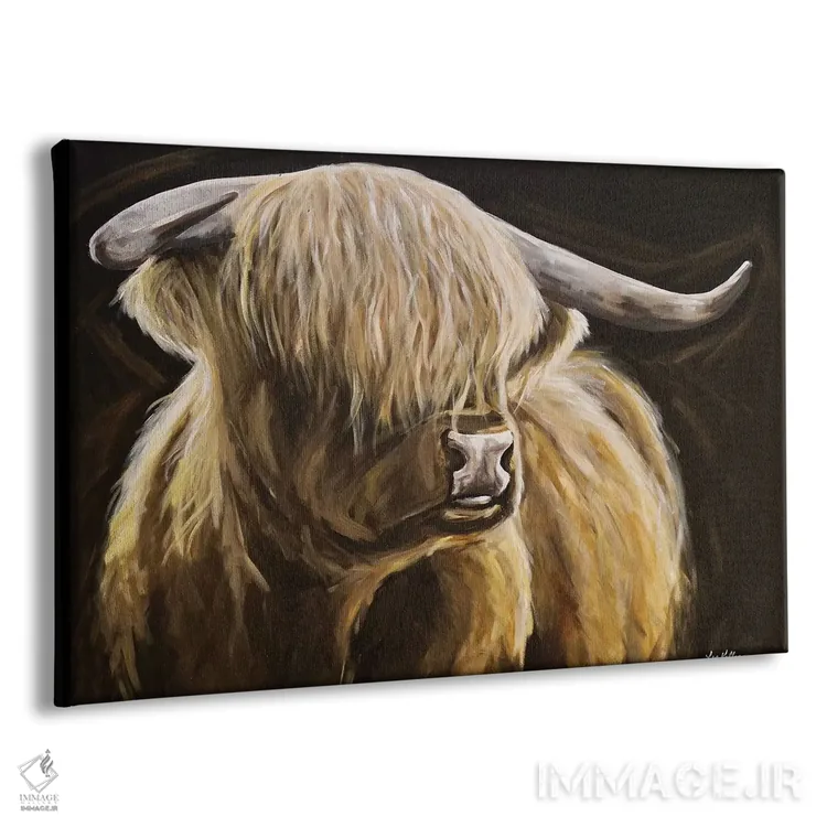 تابلو دکوراتیو کلاید گاو هایلند اثر هیپی هاوند استودیوز - نمای پرسپکتیو محصول