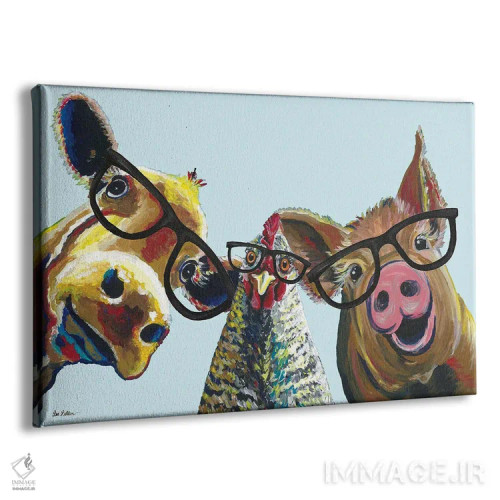تابلو مدرن سه برابر سرگرمی، سه تایی حیوانات روستایی اثر هیپی هاوند استودیوز - نمای پرسپکتیو محصول