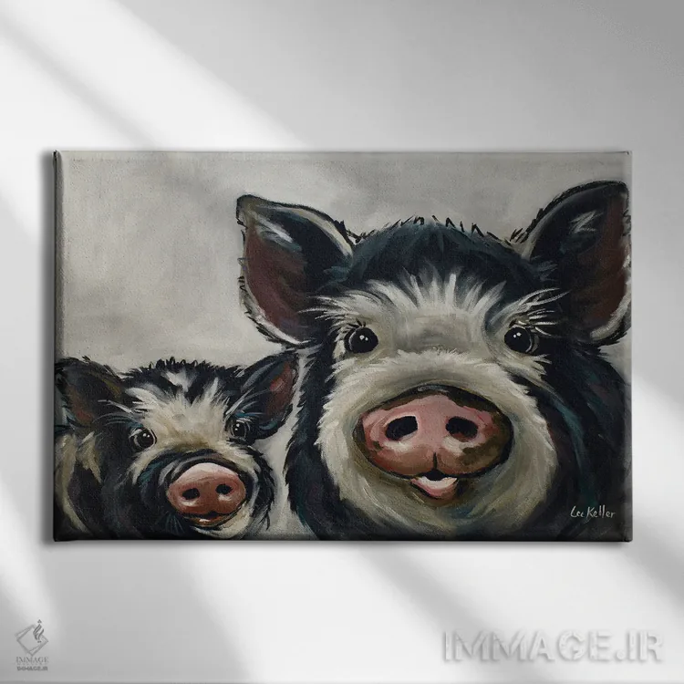 تابلو دکوراتیو نقاشی خوک روستایی، مینی می II اثر هیپی هاوند استودیوز - نمای روبهرو روی دیوار