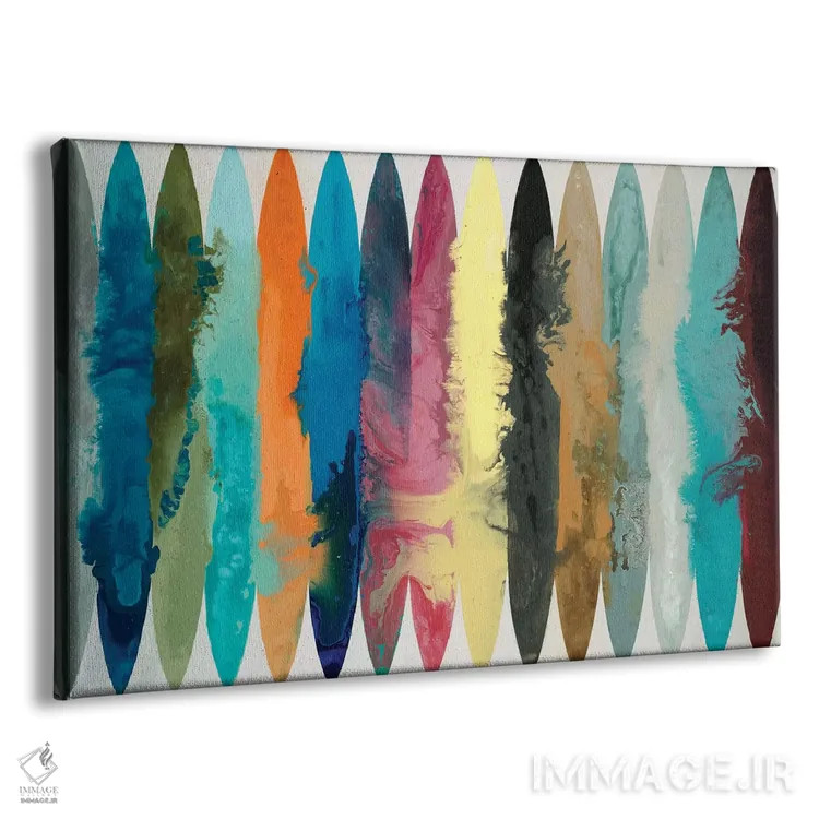 تابلو انتزاعی موج های رنگی اثر رندی هبرد - نمای پرسپکتیو محصول