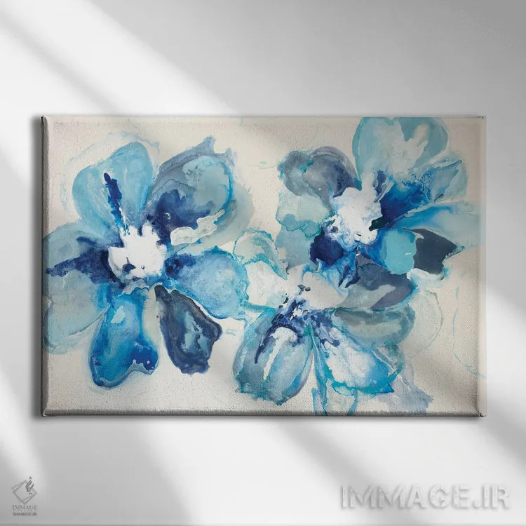 تابلو دکوراتیو آرایه آبی اثر رندی هبرد - نمای روبهرو روی دیوار