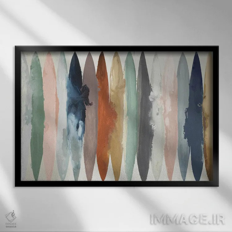 تابلو انتزاعی جریان یکنواخت نسخه ۷ اثر رندی هبرد - نمای قابدار مشکی