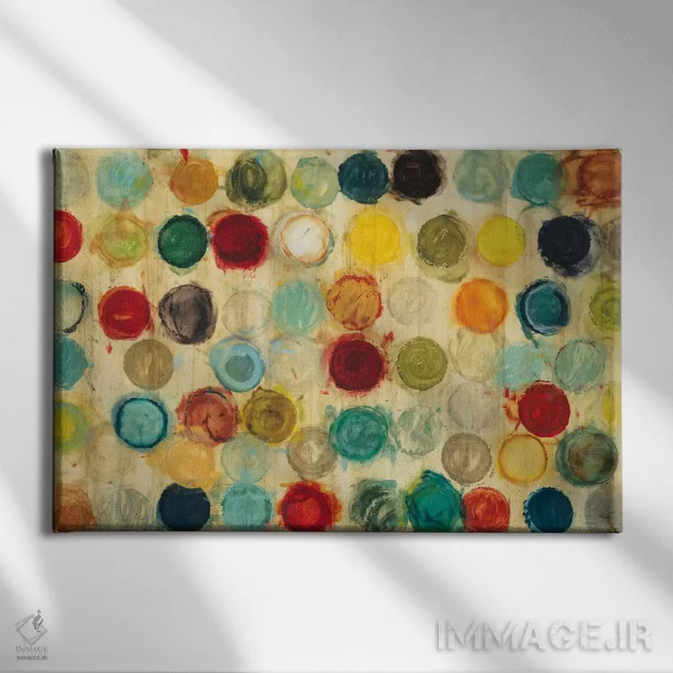 تابلو انتزاعی چرخش موفق اثر رندی هبرد - نمای روبهرو روی دیوار