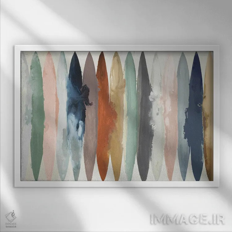 تابلو انتزاعی جریان یکنواخت نسخه ۷ اثر رندی هبرد - نمای قابدار سفید