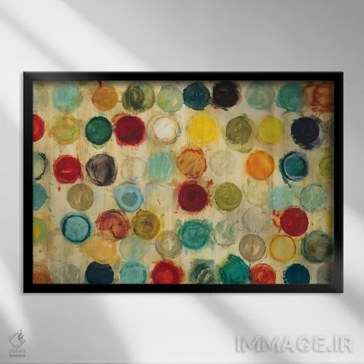 تابلو انتزاعی چرخش موفق اثر رندی هبرد - نمای قابدار مشکی