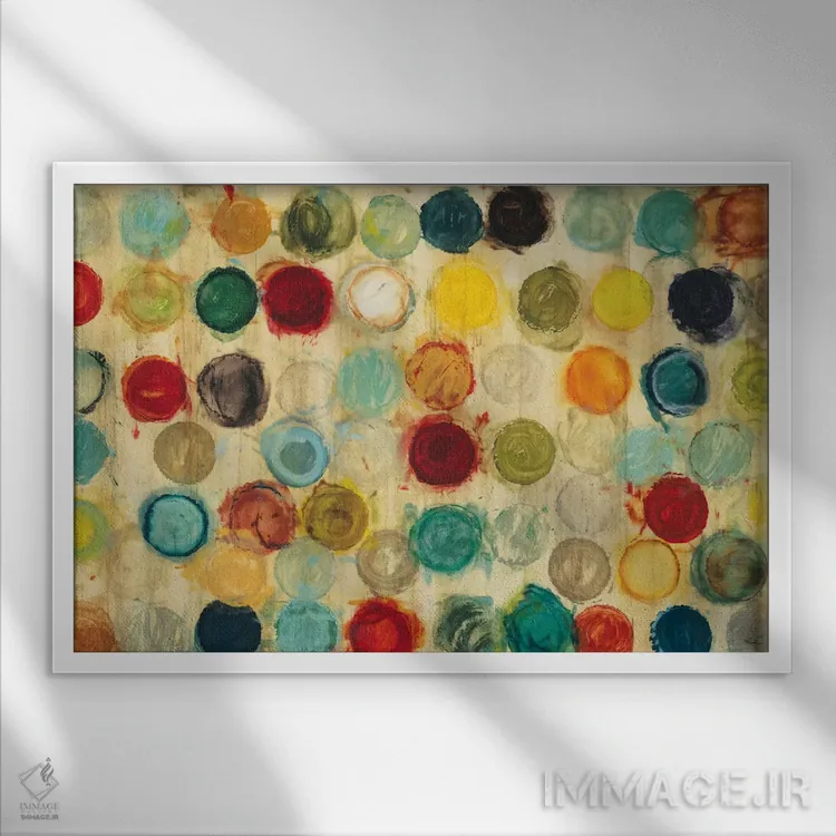 تابلو انتزاعی چرخش موفق اثر رندی هبرد - نمای قابدار سفید