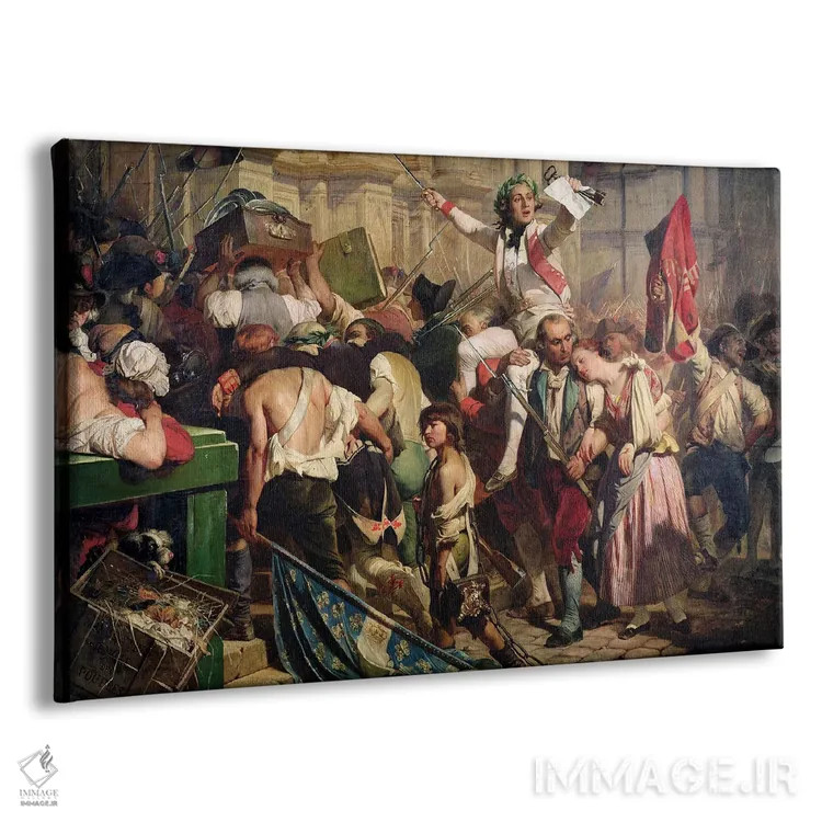 تابلو کلاسیک فاتحان باستیل مقابل هتل دو ویل در سال ۱۷۸۹ اثر هیپولیت دلاروش - نمای پرسپکتیو محصول