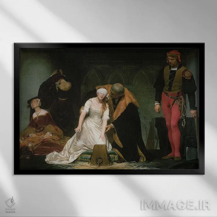 تابلو کلاسیک 1833,اعدام لیدی جین گری، ۱۸۳۳ اثر هیپولیت دلاروش - نمای قابدار مشکی