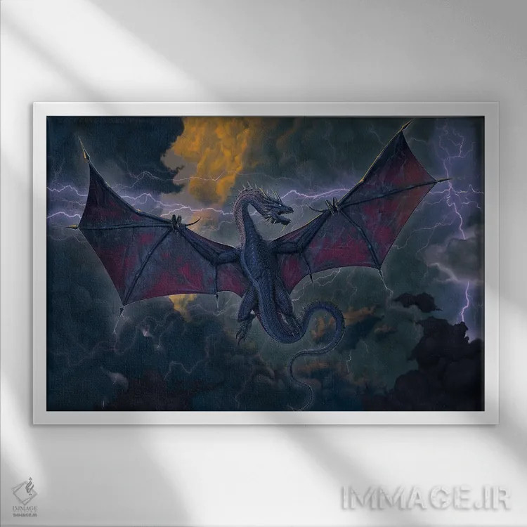 تابلو دکوراتیو اژدهای رعد اثر وینسنت های - نمای قابدار سفید