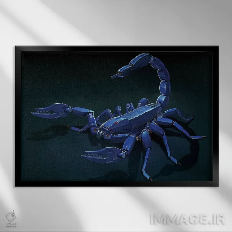 تابلو دکوراتیو عقرب فلزی اثر وینسنت های - نمای قابدار مشکی