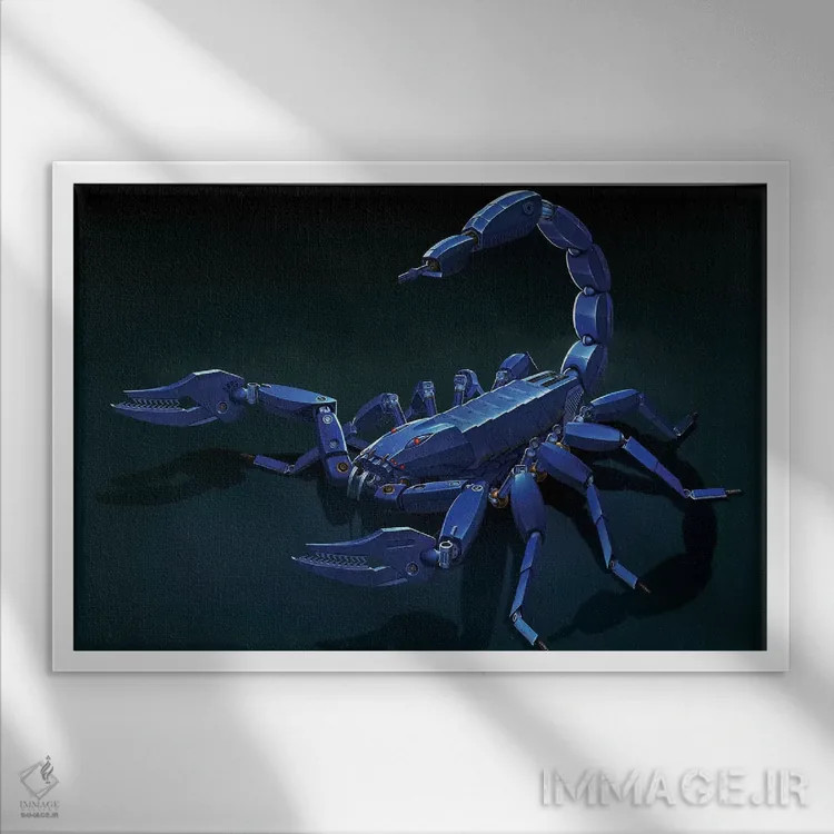 تابلو دکوراتیو عقرب فلزی اثر وینسنت های - نمای قابدار سفید