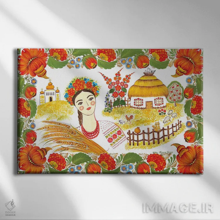 تابلو دکوراتیو عشق روستایی اثر هالینا کولگا - نمای روبهرو روی دیوار