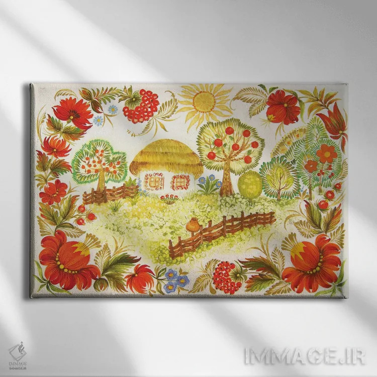 تابلو دکوراتیو خانه، خانه شیرینم اثر هالینا کولگا - نمای روبهرو روی دیوار