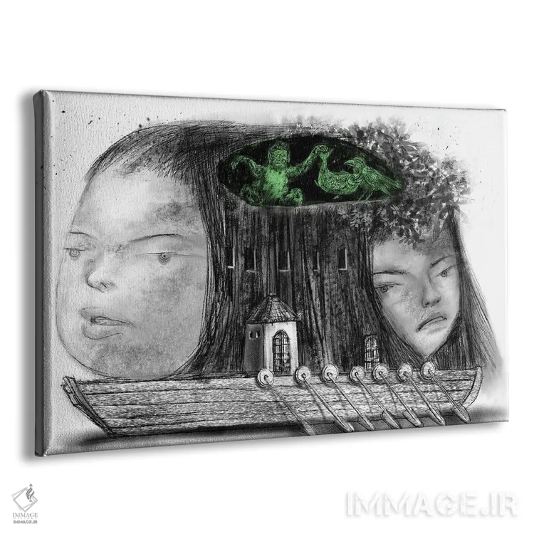 تابلو دکوراتیو زغال سنگ روی کشتی اثر هیرویوشی کوراوا - نمای پرسپکتیو محصول