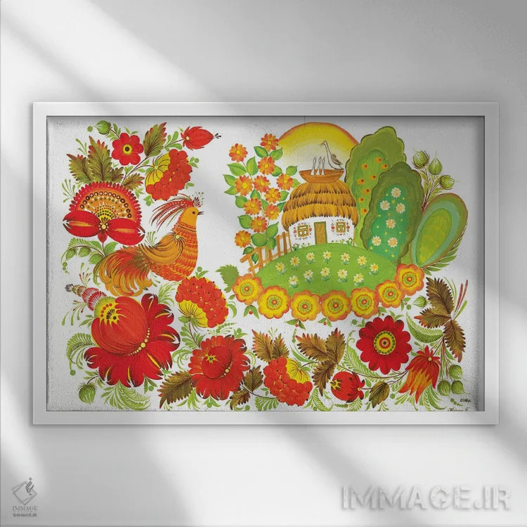 تابلو دکوراتیو عدن شکوفا اثر هالینا کولگا - نمای قابدار سفید