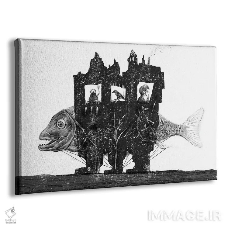 تابلو دکوراتیو زغال سنگ راه رونده ماهی اثر هیرویوشی کوراوا - نمای پرسپکتیو محصول