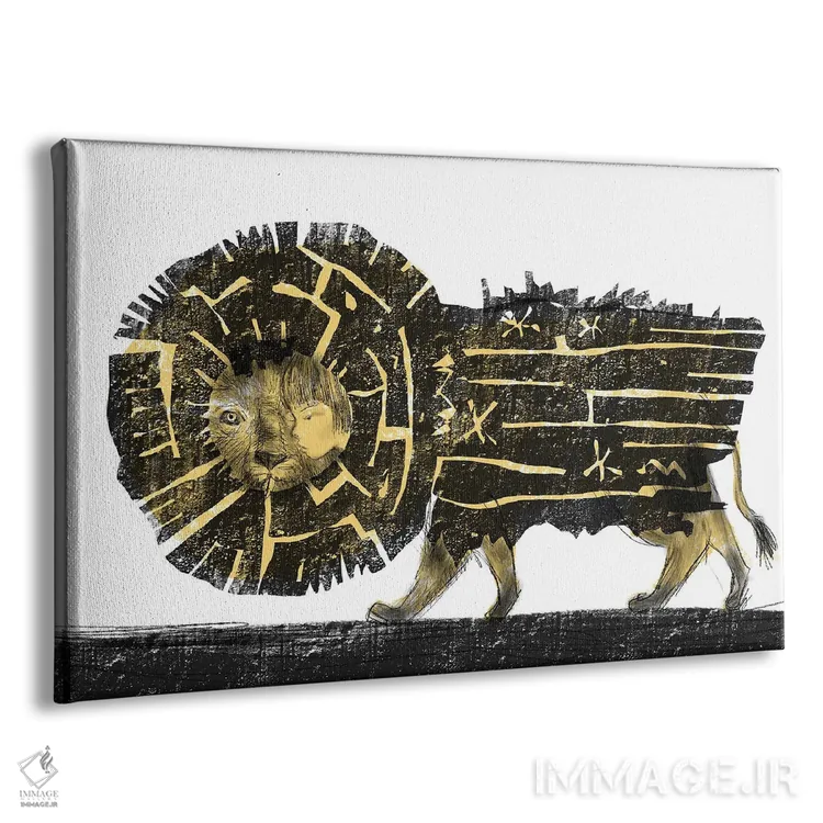 تابلو دکوراتیو زغال سنگ با شیر اثر هیرویوشی کوراوا - نمای پرسپکتیو محصول