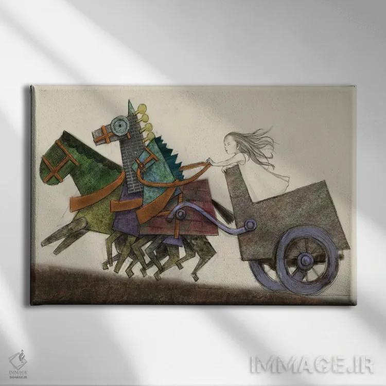 تابلو دکوراتیو کالسکه بژ اثر هیرویوشی کوراوا - نمای روبهرو روی دیوار