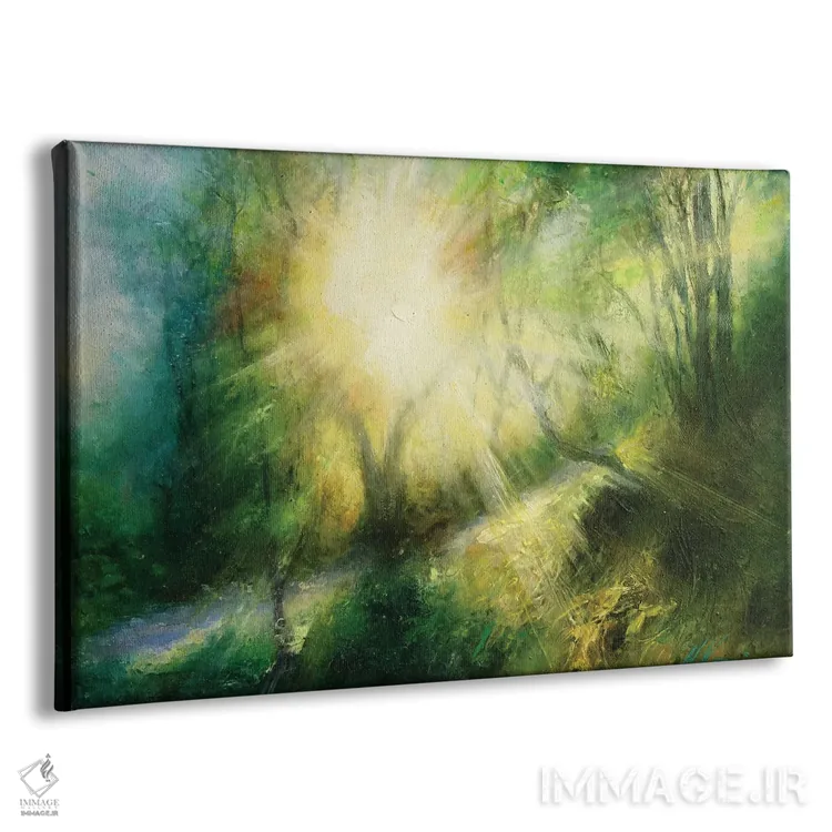 تابلو دکوراتیو طلوع آفتاب صبح از میان شاخه ها در جاده روستایی یورکشایر اثر هانا کروین - نمای پرسپکتیو محصول