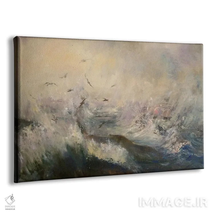 تابلو مدرن پاشش طوفان و مرغان دریایی در هوای ترسناک، ویتبی یورکشایر شمالی اثر هانا کروین - نمای پرسپکتیو محصول