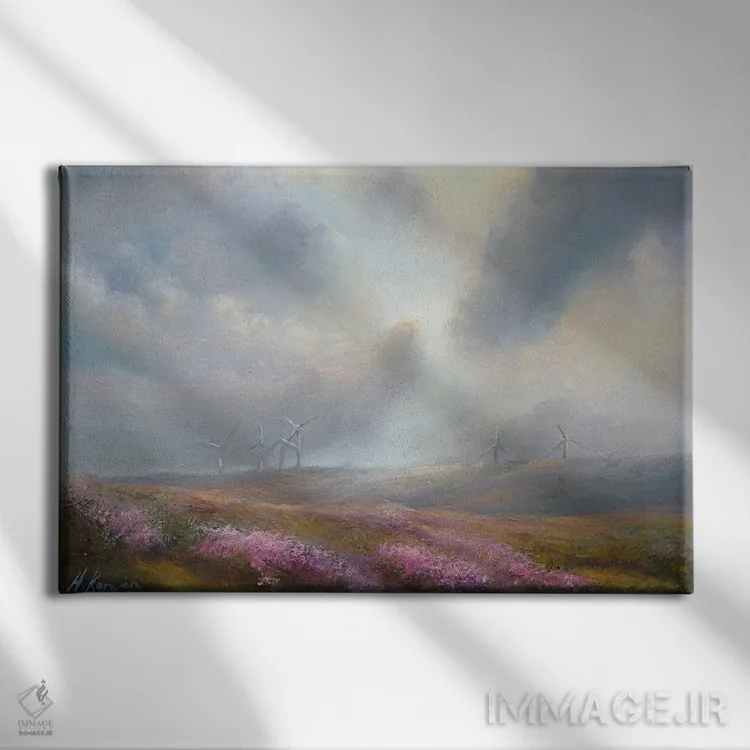 تابلو دکوراتیو دوختن زمین به آسمان اثر هانا کروین - نمای روبهرو روی دیوار