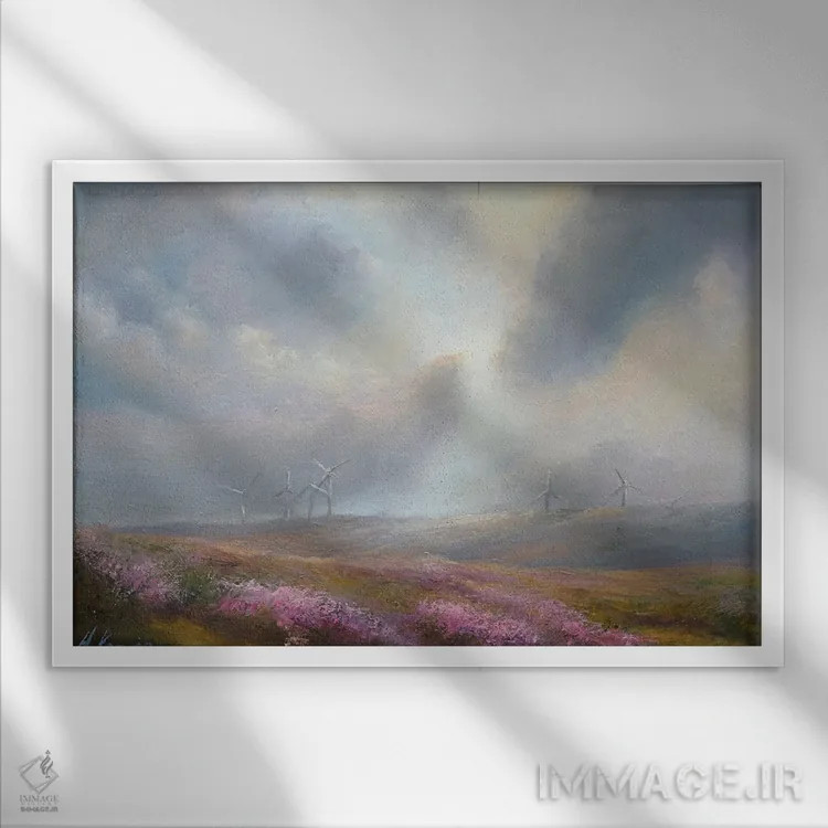 تابلو دکوراتیو دوختن زمین به آسمان اثر هانا کروین - نمای قابدار سفید