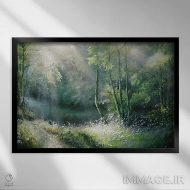 تابلو دکوراتیو درخشش تابستان اثر هانا کروین - نمای قابدار مشکی