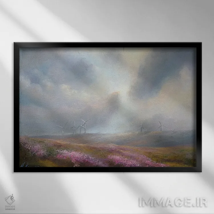 تابلو دکوراتیو دوختن زمین به آسمان اثر هانا کروین - نمای قابدار مشکی