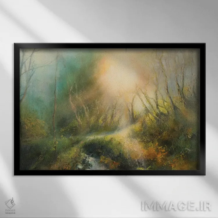 تابلو دکوراتیو نور زیبای صبحگاهی بر جاده روستایی، یورکشایر اثر هانا کروین - نمای قابدار مشکی