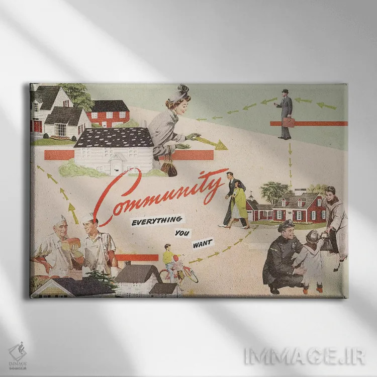 تابلو دکوراتیو جامعه اثر هدر لندیس - نمای روبهرو روی دیوار