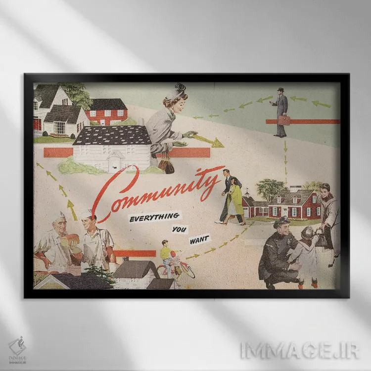 تابلو دکوراتیو جامعه اثر هدر لندیس - نمای قابدار مشکی