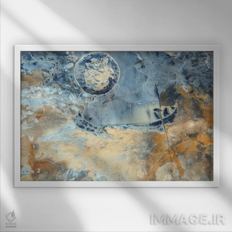 تابلو انتزاعی سنگ ماه اثر هلنا کوپر - نمای قابدار سفید