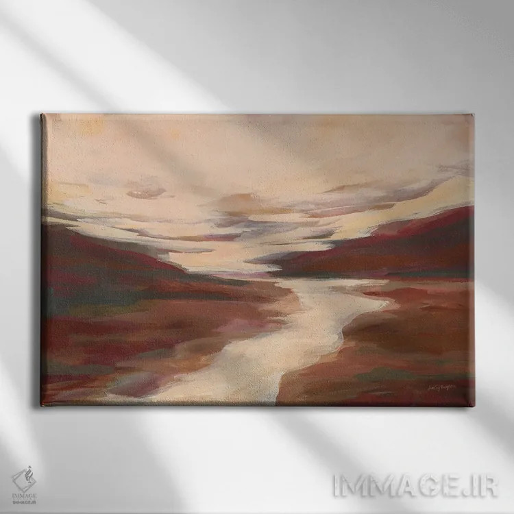 تابلو انتزاعی نهر سرخ اثر هیلی نایتن - نمای روبهرو روی دیوار