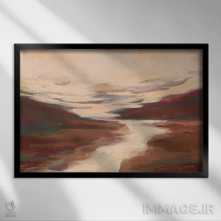 تابلو انتزاعی نهر سرخ اثر هیلی نایتن - نمای قابدار مشکی