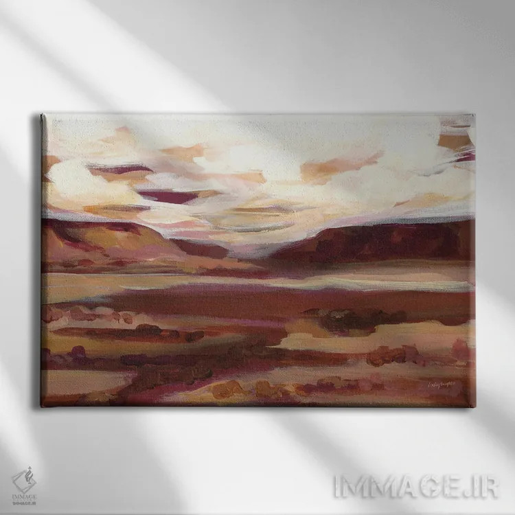 تابلو انتزاعی تپه ی بنفش روشن اثر هیلی نایتن - نمای روبهرو روی دیوار