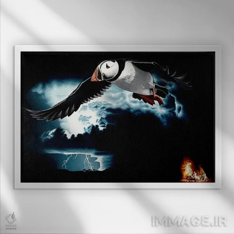 تابلو دکوراتیو انتقام طبیعت اثر استیفن هال - نمای قابدار سفید