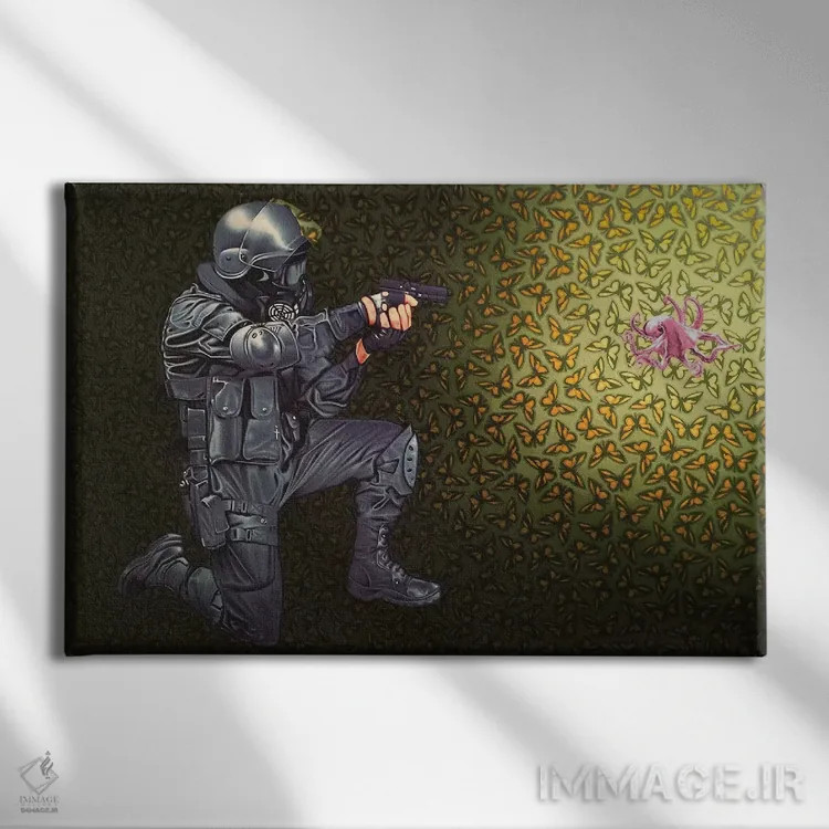 تابلو دکوراتیو کنترل جمعیت اثر استیفن هال - نمای روبهرو روی دیوار