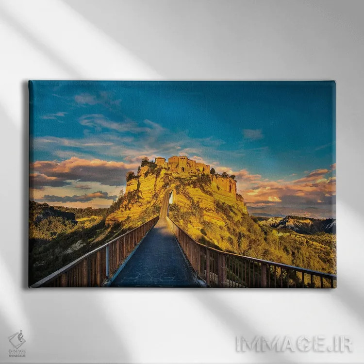 تابلو دکوراتیو Civita, Bridge to Civita,ایتالیا، شهر چیویتا، پل منتهی به چی… اثر هولیس لونی - نمای روبهرو روی دیوار