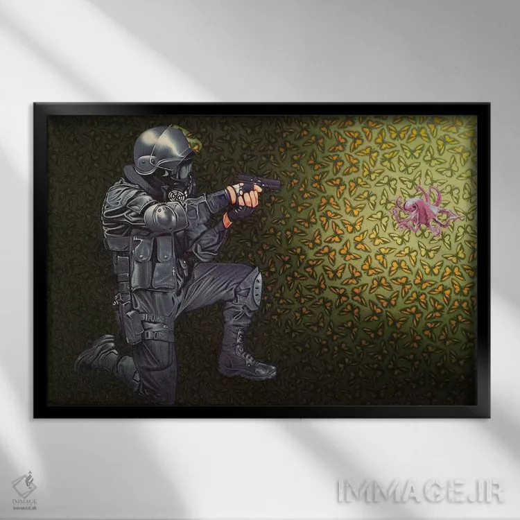 تابلو دکوراتیو کنترل جمعیت اثر استیفن هال - نمای قابدار مشکی