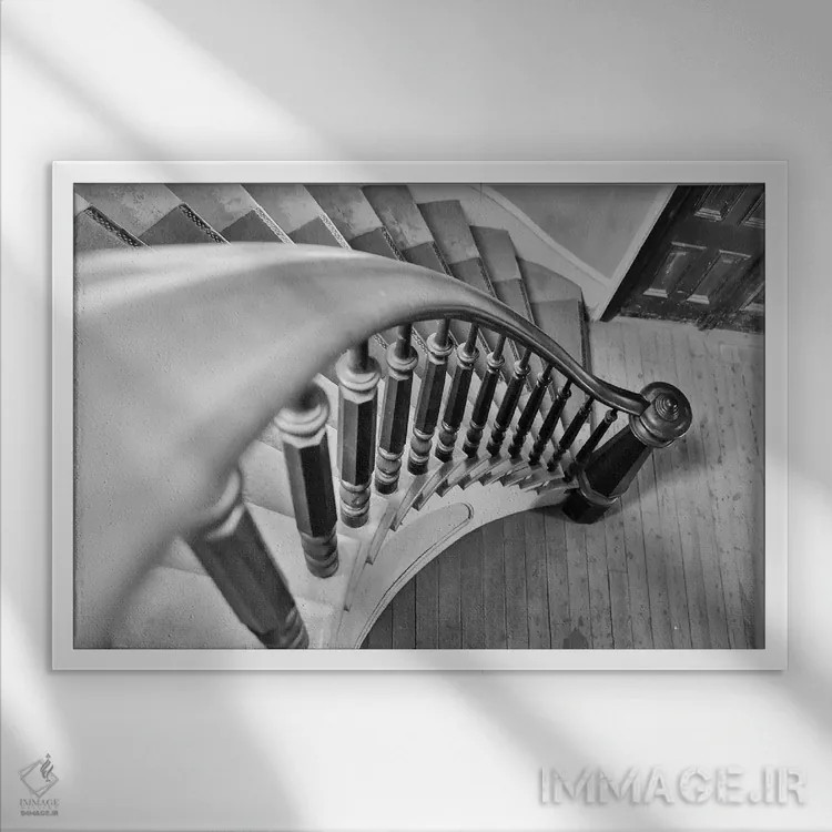 تابلو دکوراتیو Montana, Bannack State Park, Staircase,آمریکا، مونتانا، پارک… اثر هولیس لونی - نمای قابدار سفید