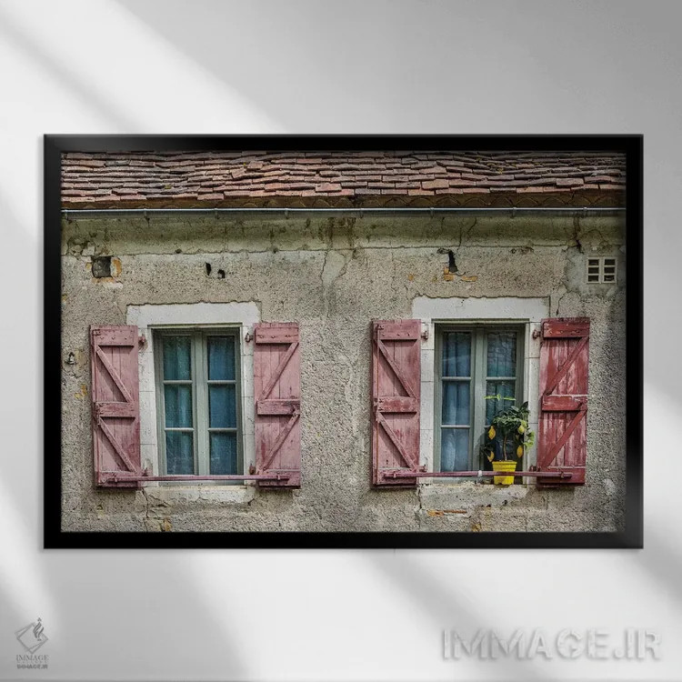 تابلو دکوراتیو Saint-Cirq Lapopie, France,پنجره ها و کرکره ها، سنت سیرک لاپ… اثر هولیس لونی - نمای قابدار مشکی