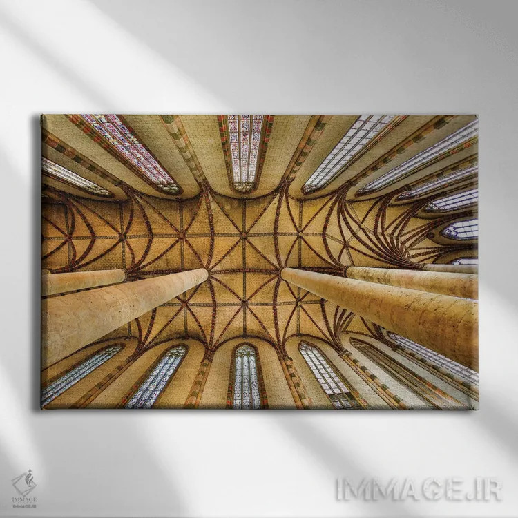 تابلو دکوراتیو Church Of The Jacobins, Toulouse, France,سقف طاقدار کلیسای ی… اثر هولیس لونی - نمای روبهرو روی دیوار