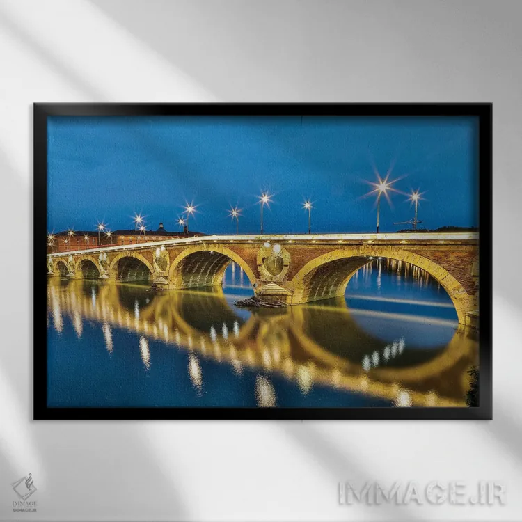 تابلو دکوراتیو Toulouse. View of Pont Neuf and the Garonne River and reflec… اثر هولیس لونی - نمای قابدار مشکی