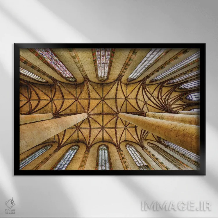 تابلو دکوراتیو Church Of The Jacobins, Toulouse, France,سقف طاقدار کلیسای ی… اثر هولیس لونی - نمای قابدار مشکی