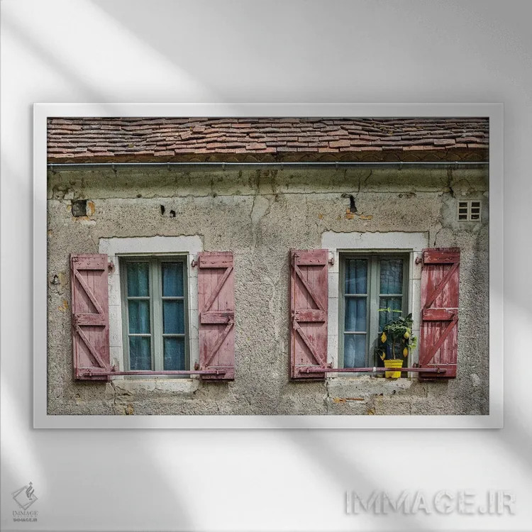 تابلو دکوراتیو Saint-Cirq Lapopie, France,پنجره ها و کرکره ها، سنت سیرک لاپ… اثر هولیس لونی - نمای قابدار سفید