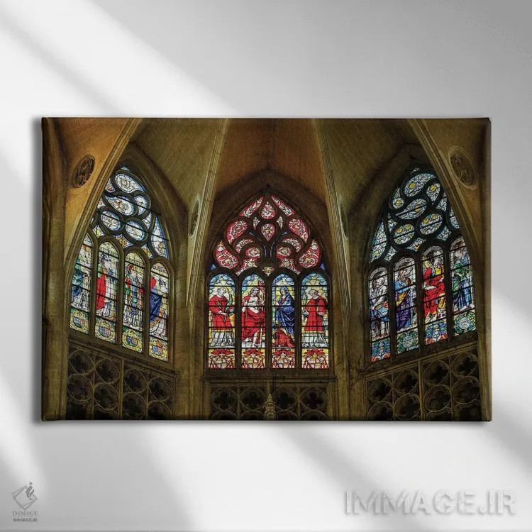تابلو دکوراتیو Toulouse. Cathedral of St. Etienne stained glass windows.,فر… اثر هولیس لونی - نمای روبهرو روی دیوار
