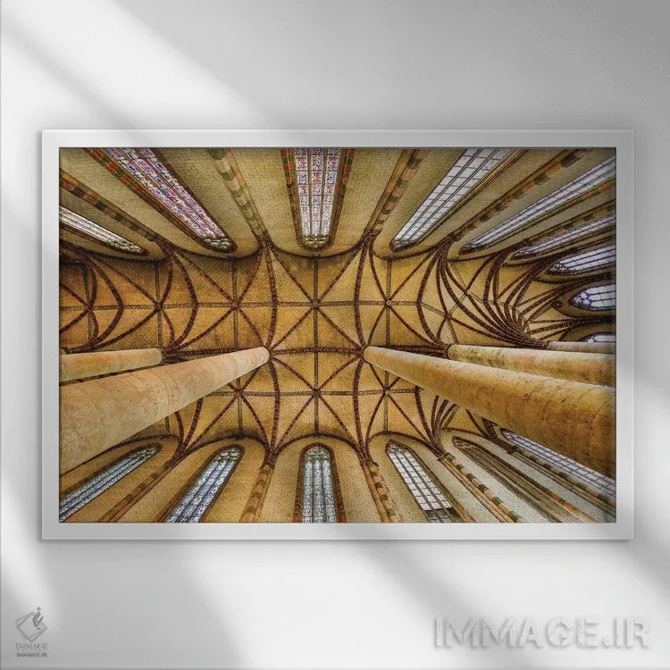 تابلو دکوراتیو Church Of The Jacobins, Toulouse, France,سقف طاقدار کلیسای ی… اثر هولیس لونی - نمای قابدار سفید