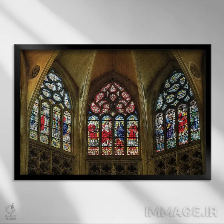تابلو دکوراتیو Toulouse. Cathedral of St. Etienne stained glass windows.,فر… اثر هولیس لونی - نمای قابدار مشکی
